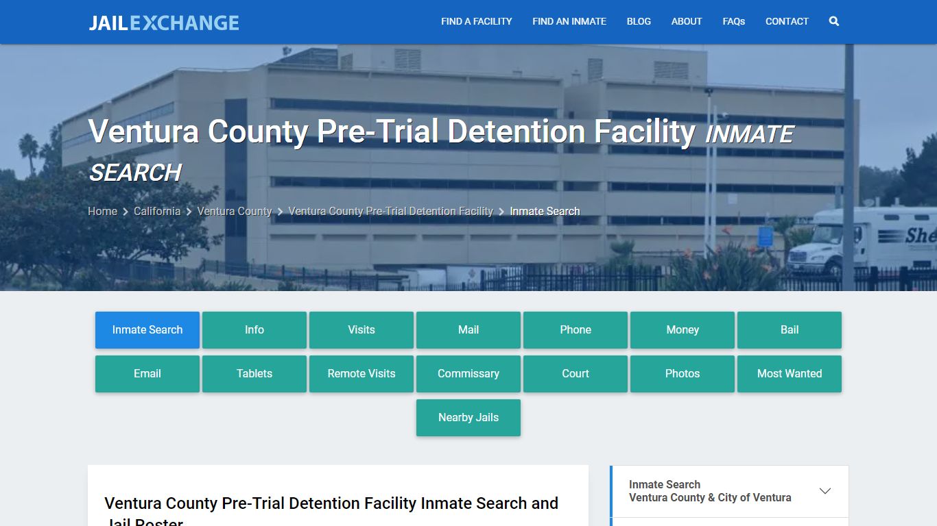 Ventura County Pre-Trial Detention Facility Inmate Search
