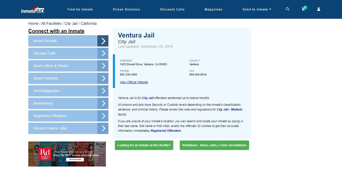 Ventura Jail | Inmate Locator